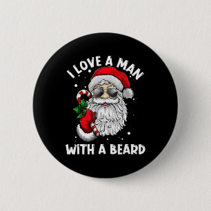 Ik hou van een man met een baard Sinterklaas Kerst Ronde Button 5,7 Cm
