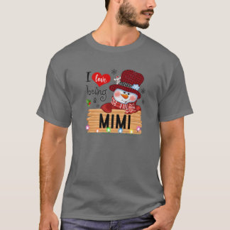 Ik hou van een Mimi Snowman Familie Kerstpajam T-shirt