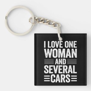 Ik hou van één vrouw en verschillende auto's cadea sleutelhanger
