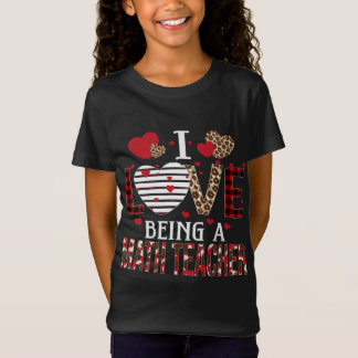 Ik hou van een Wiskunde leraar rode speldenharten T-shirt