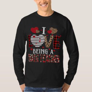 Ik hou van een Wiskunde leraar rode speldenharten T-shirt