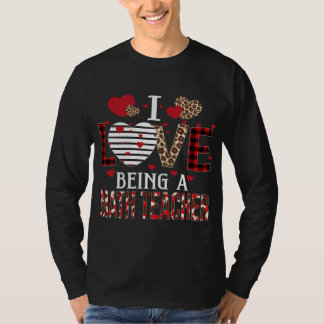 Ik hou van een Wiskunde leraar rode speldenharten T-shirt