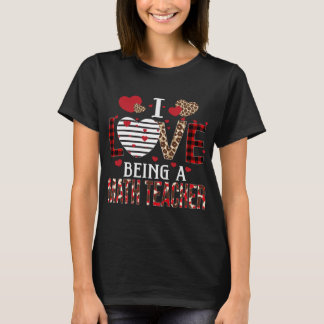 Ik hou van een Wiskunde leraar rode speldenharten T-shirt
