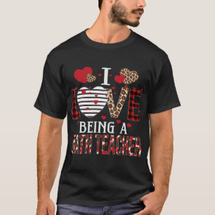 Ik hou van een Wiskunde leraar rode speldenharten T-shirt