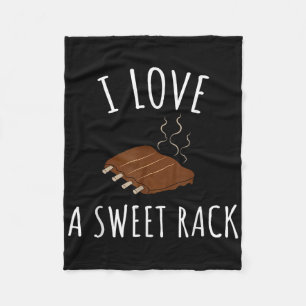 Ik hou van een zoete rek BBQ ribs grappig T-shirt Fleece Deken