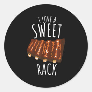 Ik hou van een zoete rek grappige BBQ grillen ribb Ronde Sticker