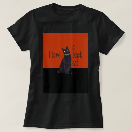 Ik hou van een zwarte kat t-shirt (Design voorkant)