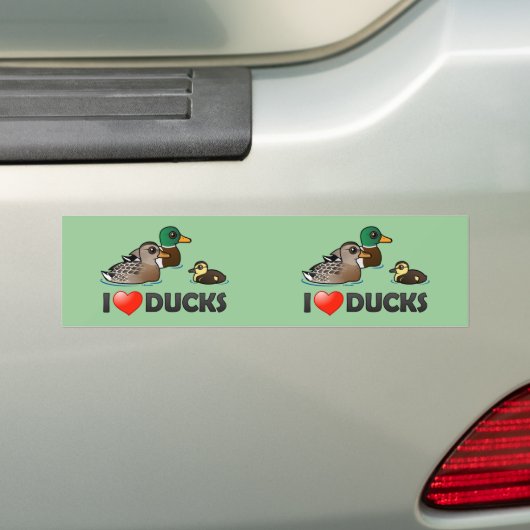Ik hou van eenden bumpersticker (Op auto)