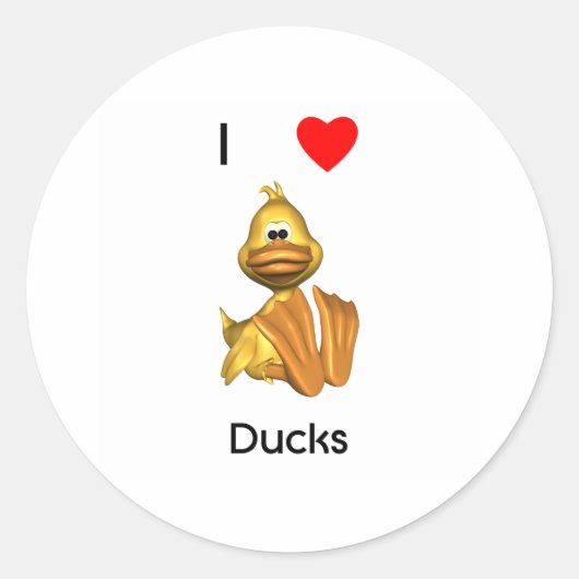 Ik hou van eenden ronde sticker (Voorkant)