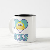 Ik hou van eenden tweekleurige koffiemok (Voorkant links)