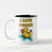 Ik hou van eenden tweekleurige koffiemok (Links)