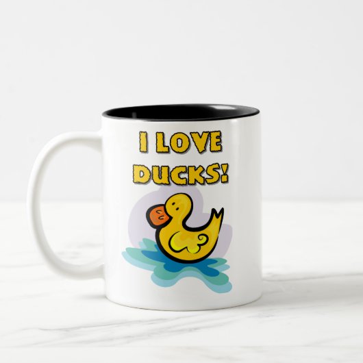 Ik hou van eenden tweekleurige koffiemok (Links)