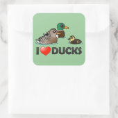 Ik hou van eenden vierkante sticker (Tas)