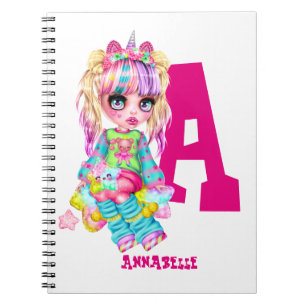 Ik hou van eenhoorns Kawaii Chibi meisje genoemd G Notitieboek