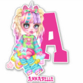 Ik hou van eenhoorns Kawaii Chibi meisje genoemd G Sticker (Voorkant)