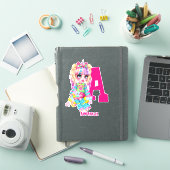 Ik hou van eenhoorns Kawaii Chibi meisje genoemd G Sticker (iPad Cover)