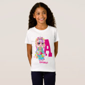 Ik hou van eenhoorns Kawaii Chibi meisje genoemd G T-shirt (Voorkant volledig)