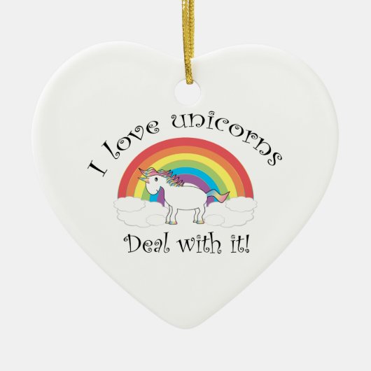 Ik hou van eenhoorns. keramisch ornament (Voorkant)