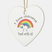 Ik hou van eenhoorns. keramisch ornament (Links)