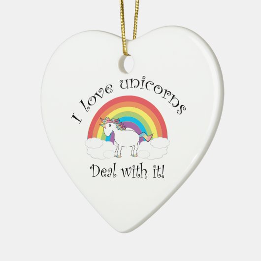 Ik hou van eenhoorns. keramisch ornament (Links)