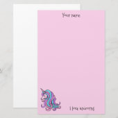 Ik hou van eenhoorns roze briefpapier (Voorkant / Achterkant)