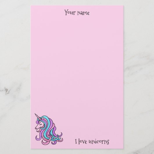 Ik hou van eenhoorns roze briefpapier (Voorkant)