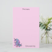 Ik hou van eenhoorns roze briefpapier (Staand voorkant)