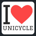 Ik hou van eenwielers vierkante sticker<br><div class="desc">Ik hou van eenwieler,  voor liefhebbers van voertuigen</div>