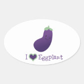 Ik hou van Eggplant Ovale Sticker (Voorkant)