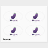 Ik hou van Eggplant Ovale Sticker (Vel)