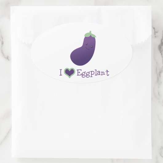 Ik hou van Eggplant Ovale Sticker (Tas)