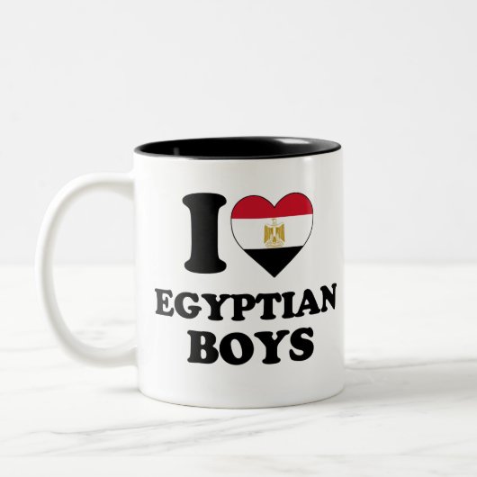 Ik hou van Egyptische jongens Tweekleurige Koffiemok (Links)