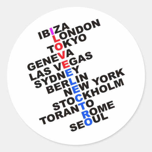 Ik hou van Electro Ronde Sticker (Voorkant)