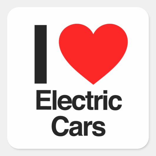 ik hou van elektrische auto ' s vierkante sticker (Voorkant)