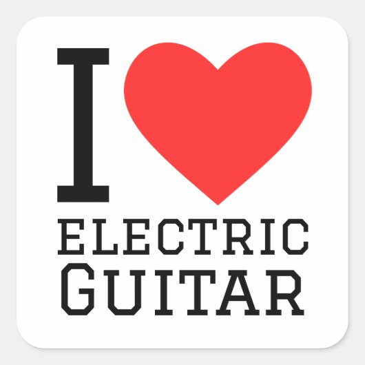 Ik hou van elektrische gitaar vierkante sticker (Voorkant)