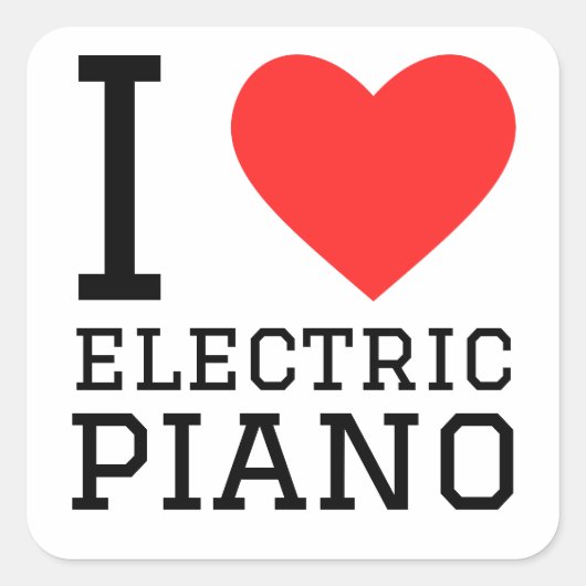 Ik hou van elektrische piano vierkante sticker (Voorkant)
