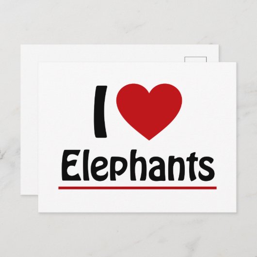 Ik hou van Elephants Briefkaart (Voorkant / Achterkant)
