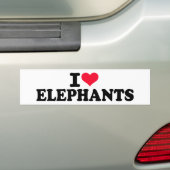 Ik hou van Elephants Bumpersticker (Op auto)