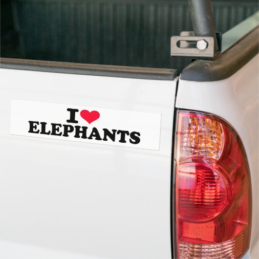 Ik hou van Elephants Bumpersticker (Op Truck)