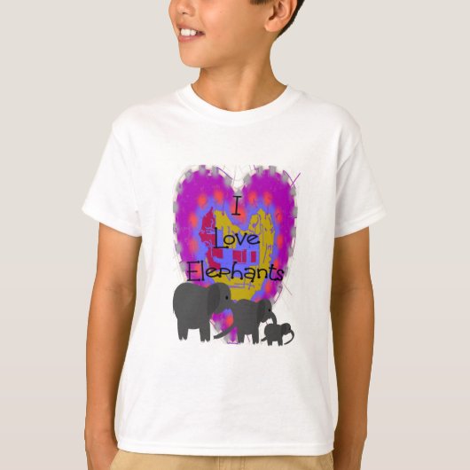 Ik hou van ELEPHANTS Kinder T-shirt (Voorkant)