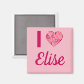 Ik hou van Elise Tribal hart magneet (Voorkant / Achterkant)