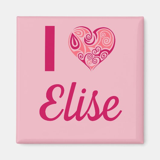 Ik hou van Elise Tribal hart magneet (Voorkant)