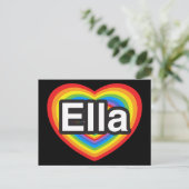 Ik hou van Ella. Ik hou van je Ella. Hart Briefkaart (Staand voorkant)