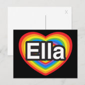 Ik hou van Ella. Ik hou van je Ella. Hart Briefkaart (Voorkant / Achterkant)