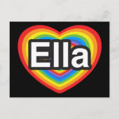 Ik hou van Ella. Ik hou van je Ella. Hart Briefkaart (Voorkant)