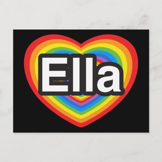 Ik hou van Ella. Ik hou van je Ella. Hart Briefkaart (Voorkant)