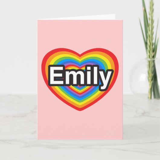 Ik hou van Emily. Ik hou van je Emily. Hart Kaart (Voorkant)