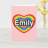 Ik hou van Emily. Ik hou van je Emily. Hart Kaart (Gele Bloem)