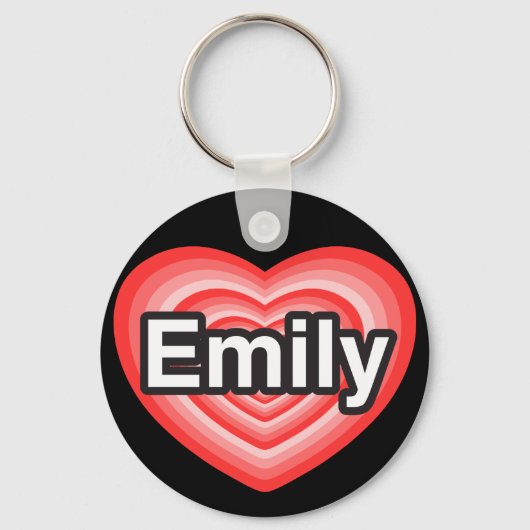 Ik hou van Emily. Ik hou van je Emily. Hart Sleutelhanger (Voorkant)