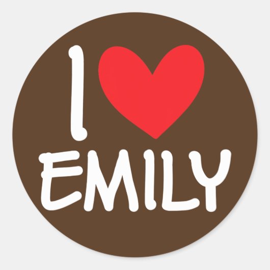 Ik hou van Emily Name Personalized Girl Woman BFF Ronde Sticker (Voorkant)